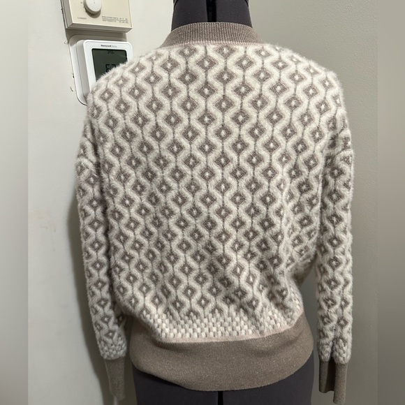Cupcakes & Cashmere Cardigan Brushed Boyfriend Cropped V-Neck Checkerboard Print - Picture 4 of 7